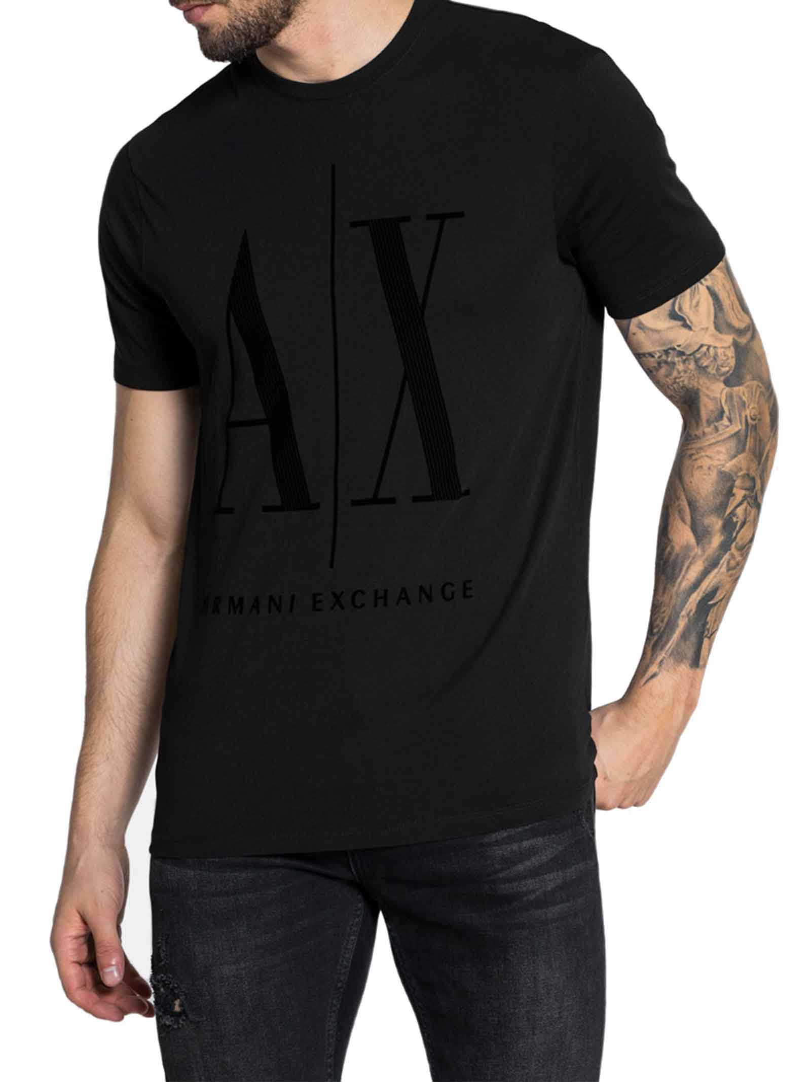 T-SHIRT UOMO ARMANI EXCHANGE CON MAXI LOGO FRONTALE COLORE NERO - ARMANI  EXCHANGE - PJ By Iannuzzi