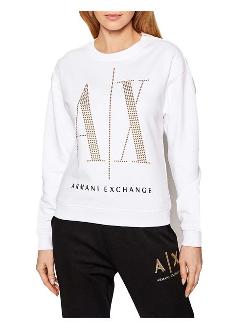 FELPA DONNA ARMANI EXCHANGE GIROCOLLO COLORE BIANCO CON LOGO - ARMANI  EXCHANGE - PJ By Iannuzzi