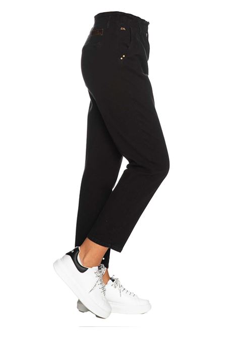 PANTALONE DONNA YES ZEE COLORE NERO CON RISVOLTI - YES ZEE - PJ By Iannuzzi