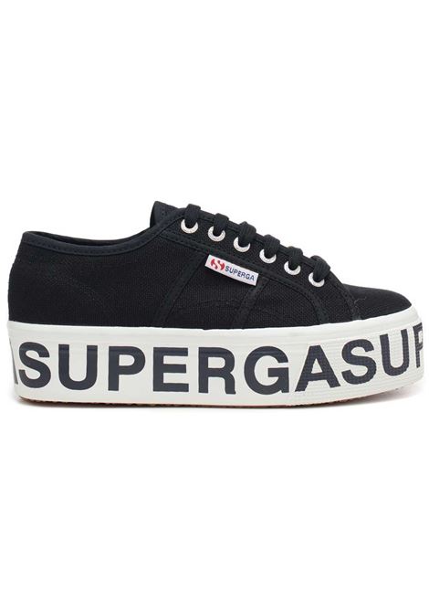 SCARPE SUPERGA DONNA label laterale con logo jacquard bicolor colore nero -  SUPERGA - PJ By Iannuzzi