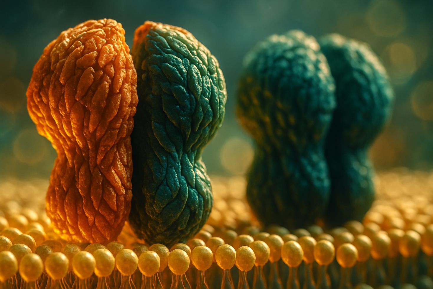 Illustrated cross-section of an animal cell membrane showing sodium and potassium ions moving through a protein pump channel