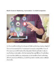Multi-Channel Marketing Automation for B2B Companies
