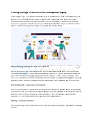 Choosing the Right eCommerce Web Development Company