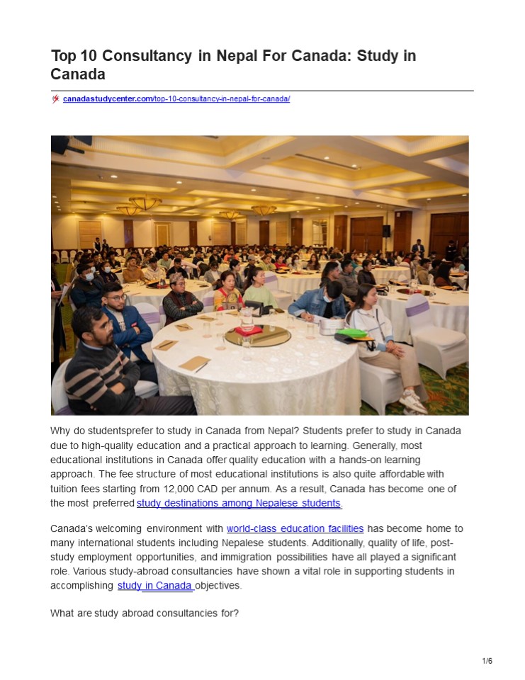 Top 10 Consultancy in Nepal For Canada Study in Canada