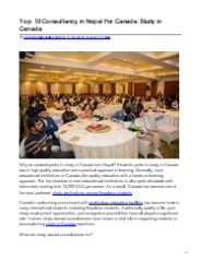 Top 10 Consultancy in Nepal For Canada Study in Canada