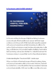 Is Facebook useful for B2B marketing?
