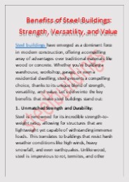 Benefits of Steel Buildings: Strength, Versatility, and Value
