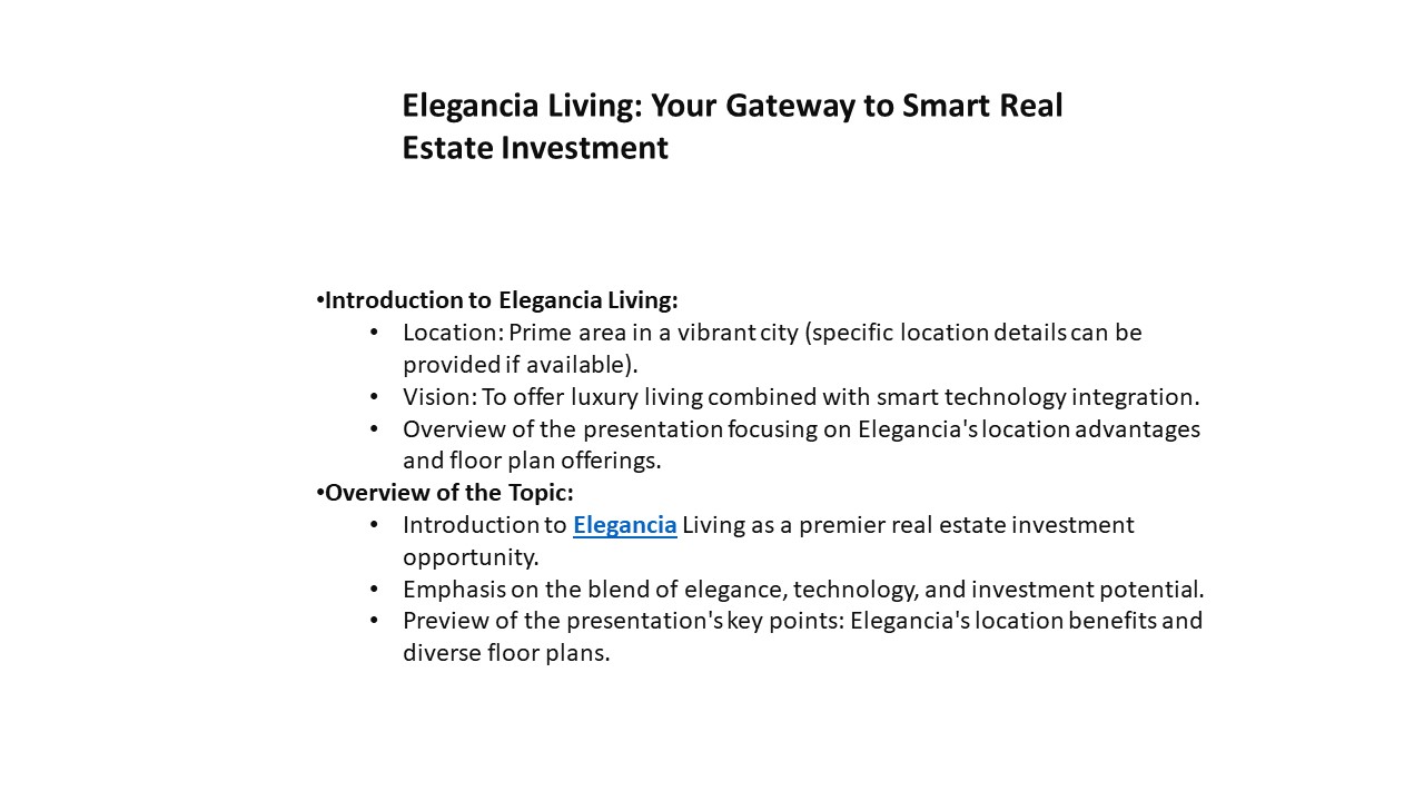 Elegancia Living Your Gateway to Smart Real Estate Investment