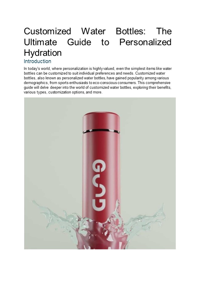 Customized Water Bottles: The Ultimate Guide to Personalized Hydration