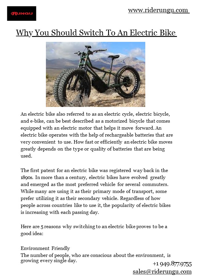 Why You Should Switch To An Electric Bike
