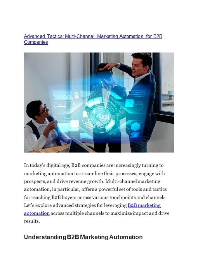 Advanced Tactics: Multi-Channel Marketing Automation for B2B Companies