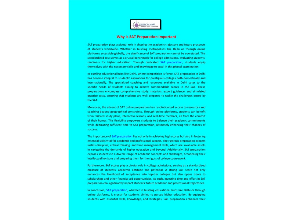 Why Is SAT Preparation Important