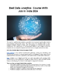 Best Data Analytics Course With Job in India 2024