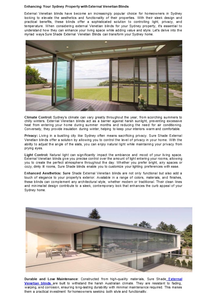 Residential External Venetian Blinds Sydney