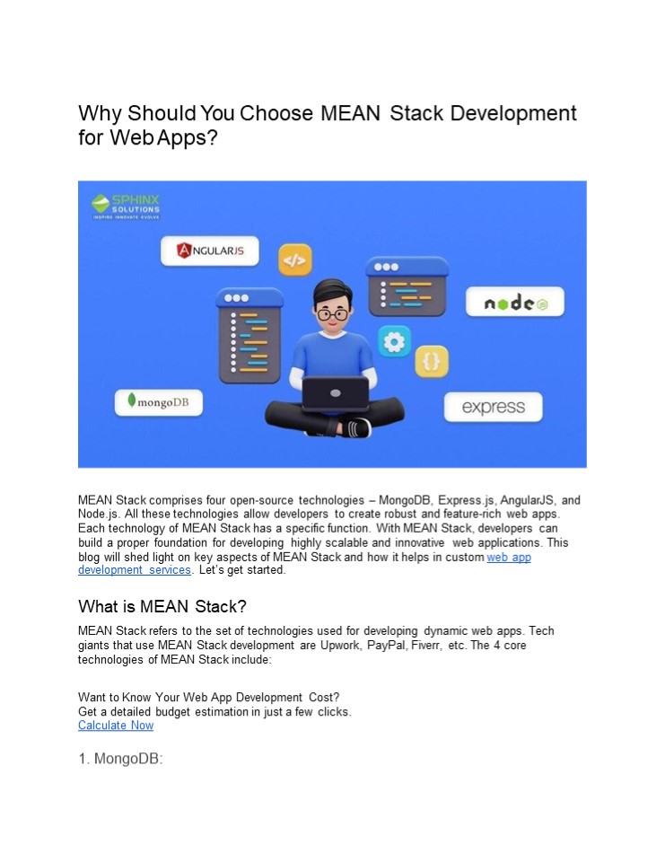 Why Should You Choose MEAN Stack Development for Web Apps?
