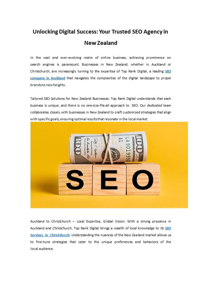 Unlocking Digital Success Your Trusted SEO Agency in New Zealand
