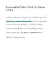 Best Platform For Crypto Trading In India
