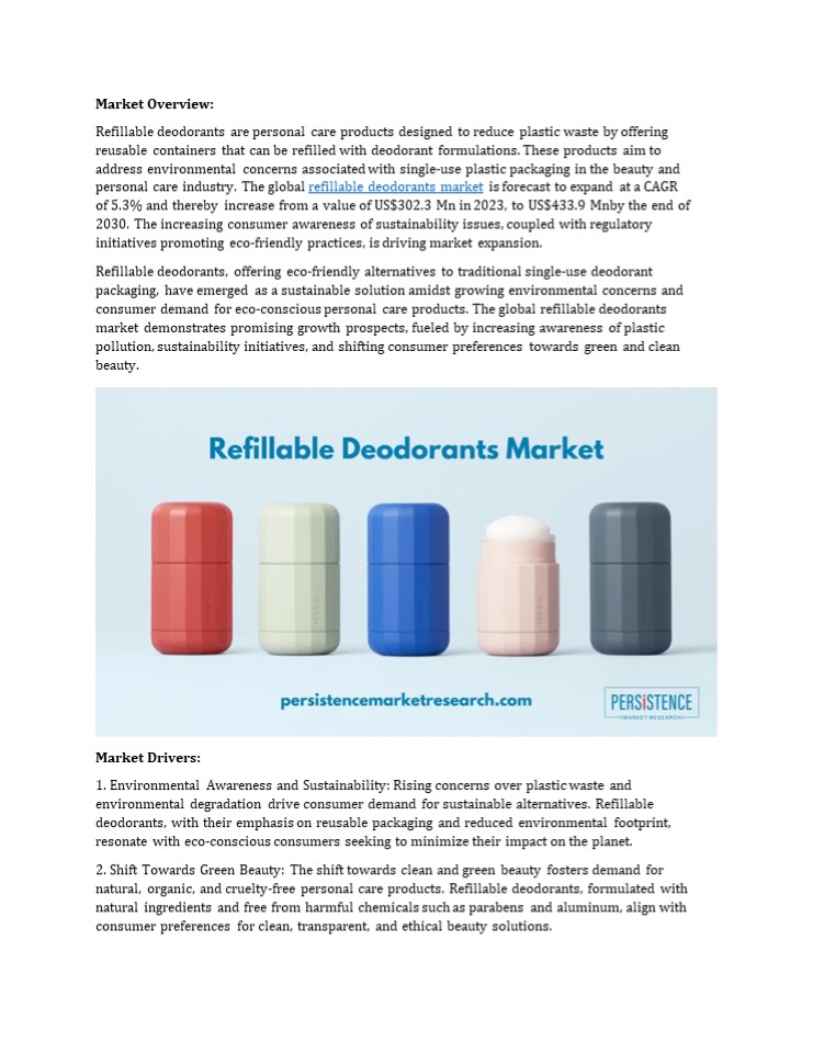 Refillable Deodorants Market: Sustainable Practices Drive Market Differentiation