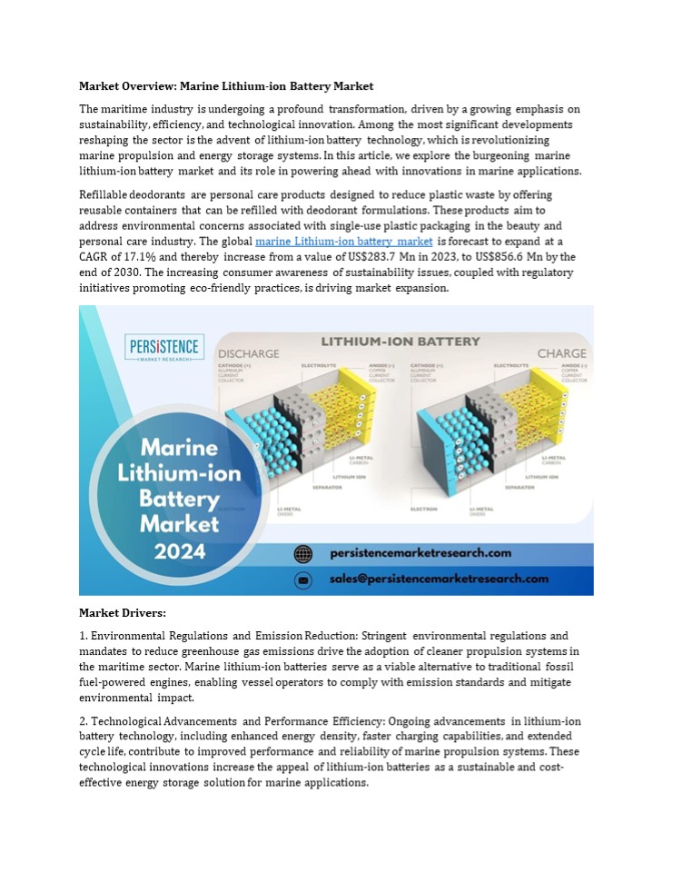 Marine Lithium-ion Battery Market: Unleashing the Potential of Lithium-ion in Maritime Applications