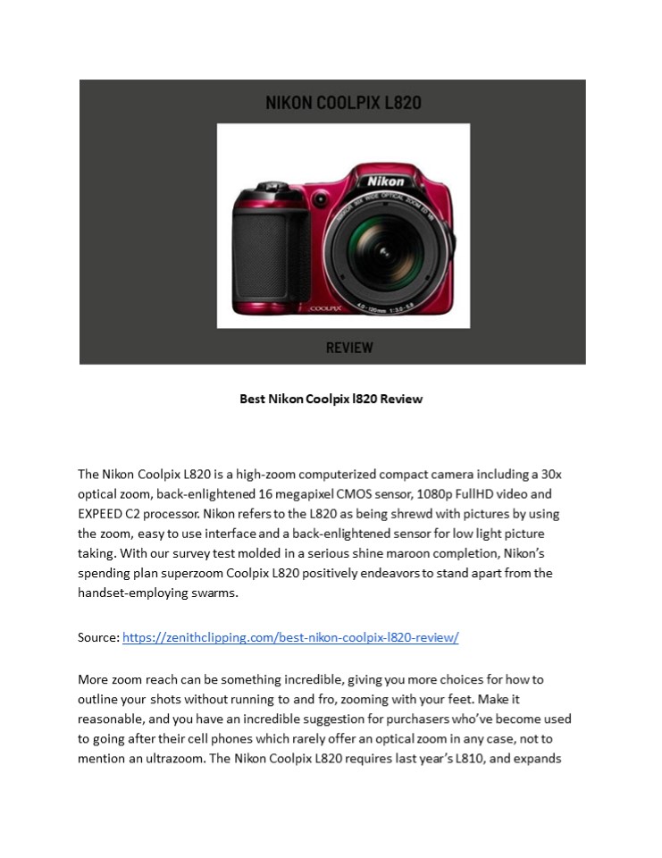 Best Nikon Coolpix l820 Review