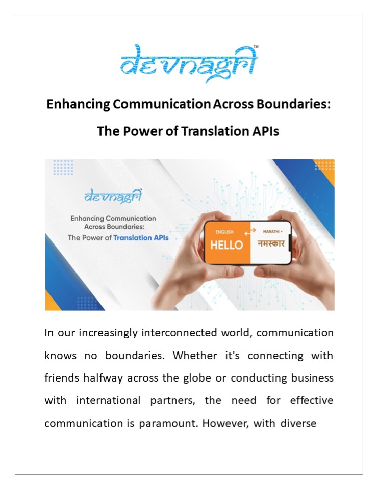 Enhancing Communication Across Boundaries: The Power of Translation APIs
