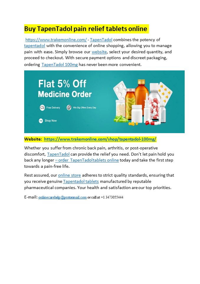 Buy TapenTadol pain relief tablets online