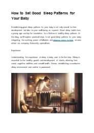 How to Set Good Sleep Patterns for Your Baby