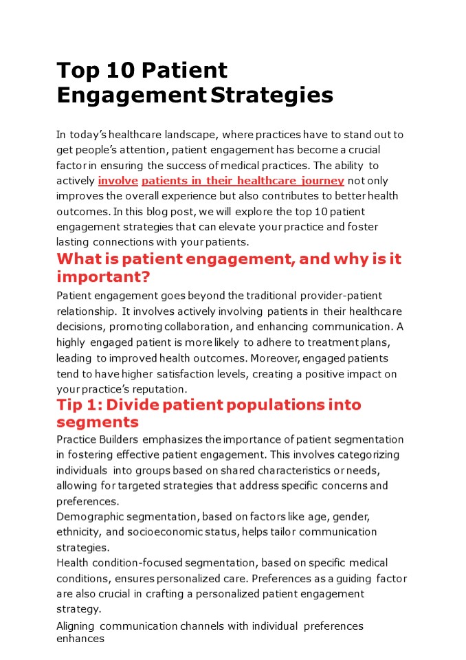 Top 10 Patient Engagement Strategies – Practice Builders