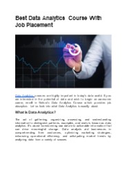 Best Data Analytics Course With Job Placement