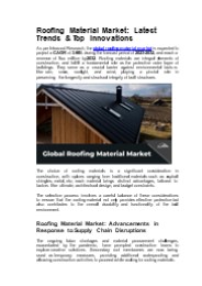 Roofing Material Market: Latest Trends & Top Innovations
