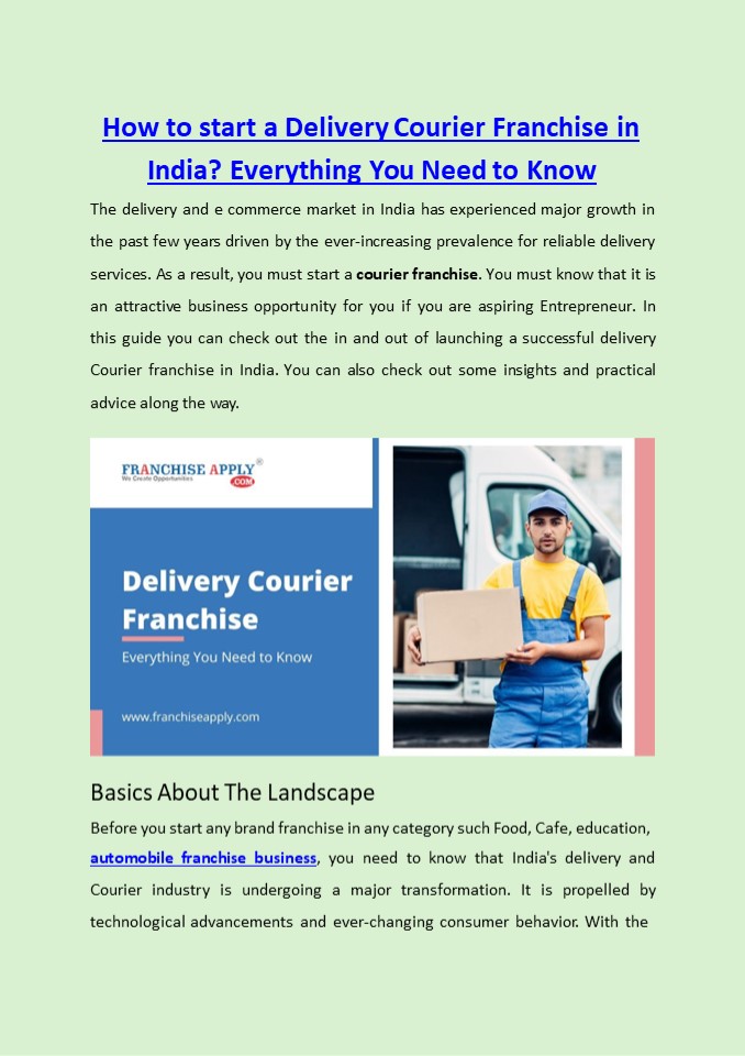 How to start a Delivery Courier Franchise in India?