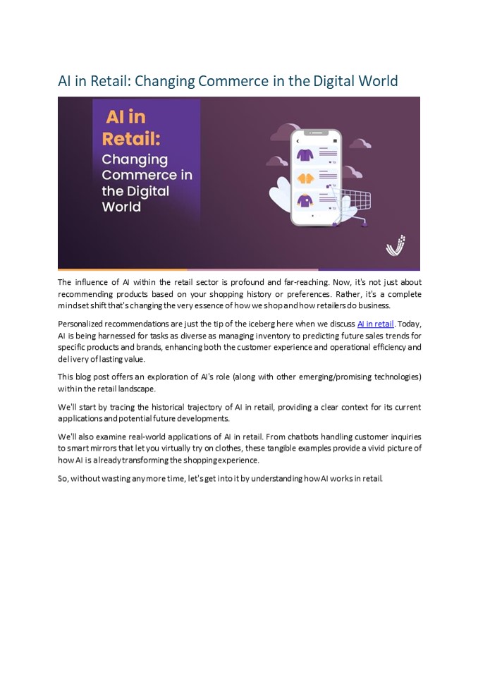 AI in Retail, Reshaping the future