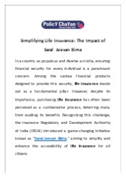 Simplifying Life Insurance: The Impact of Saral Jeevan Bima