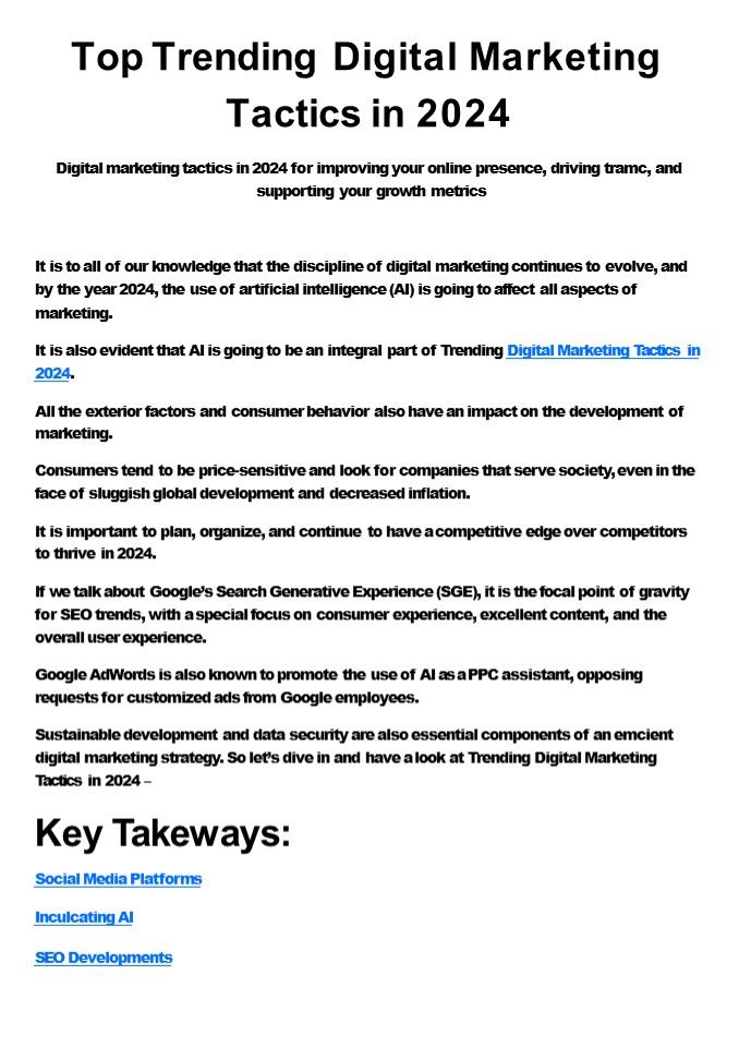 Top Trending Digital Marketing Tactics in 2024