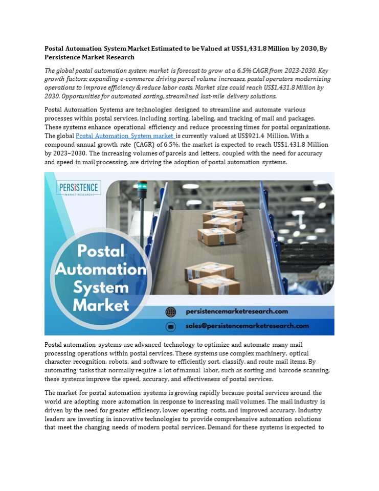 Innovations Driving Growth in the Postal Automation System Market