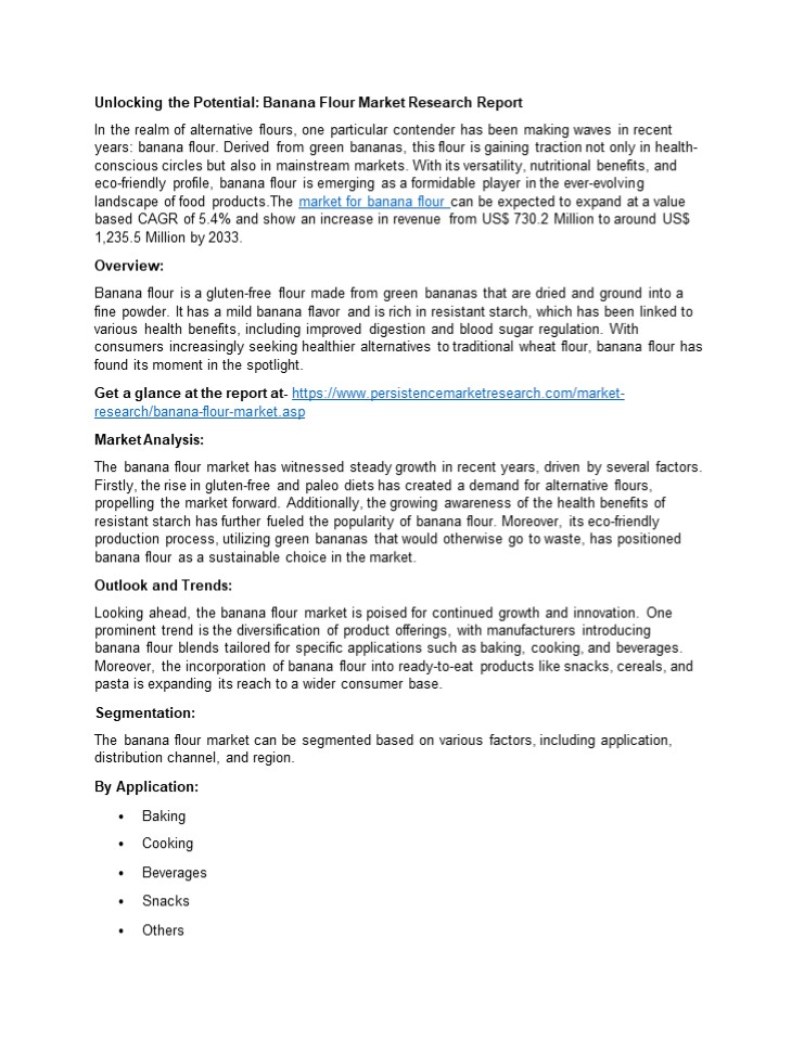 Banana Flour Market Outlook (2023 to 2033)