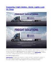 Freight Solutions | Our Promie | Warrior Logistics