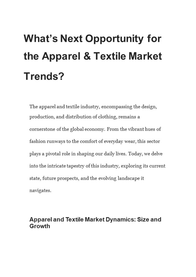 Insights into the apparel and textile market