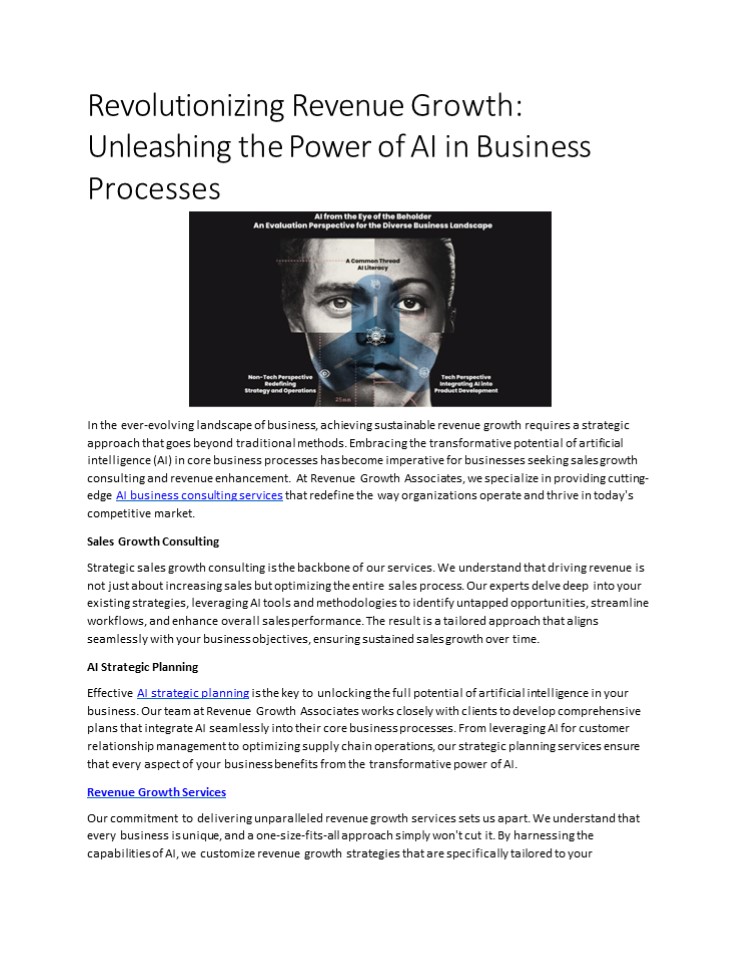 Revolutionizing Revenue Growth: Unleashing the Power of AI in Business Processes