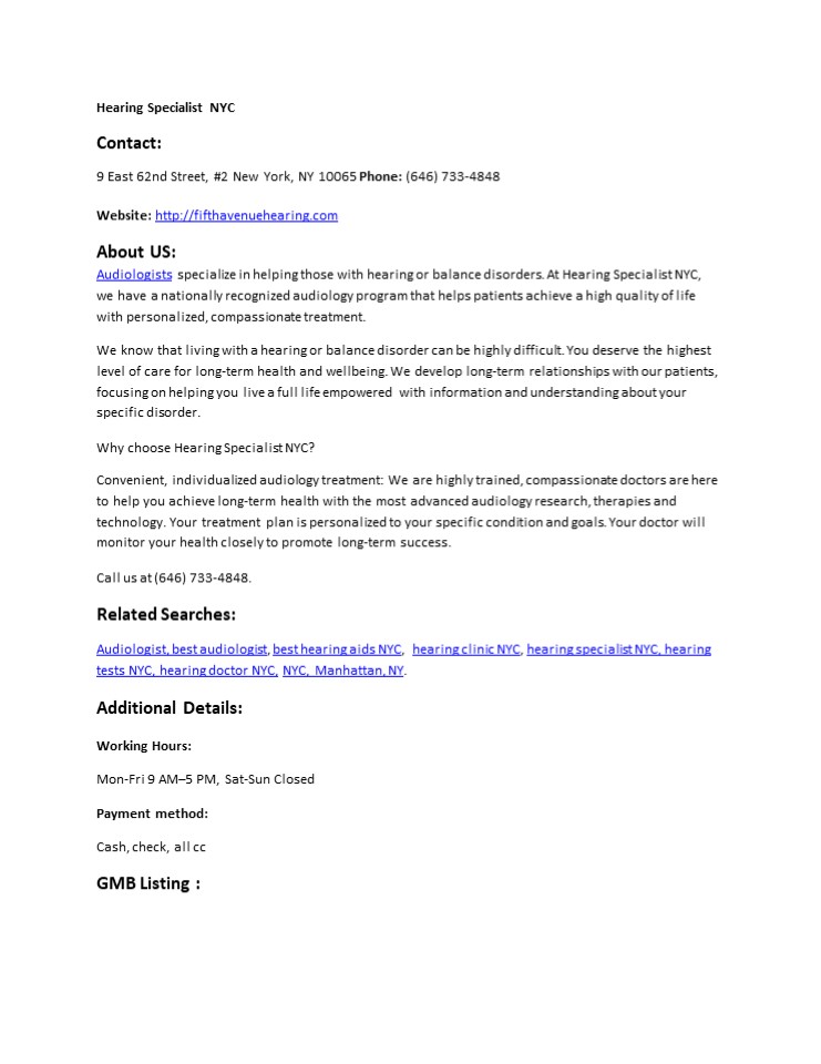 Hearing Specialist NYC