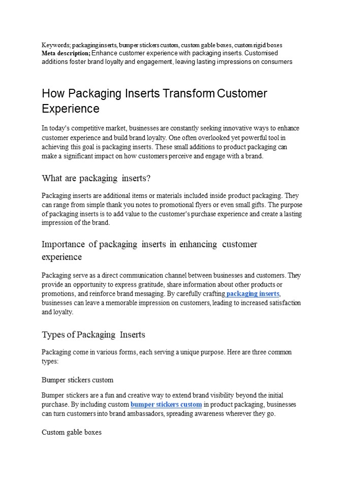 How Packaging Inserts Transform Customer Experience