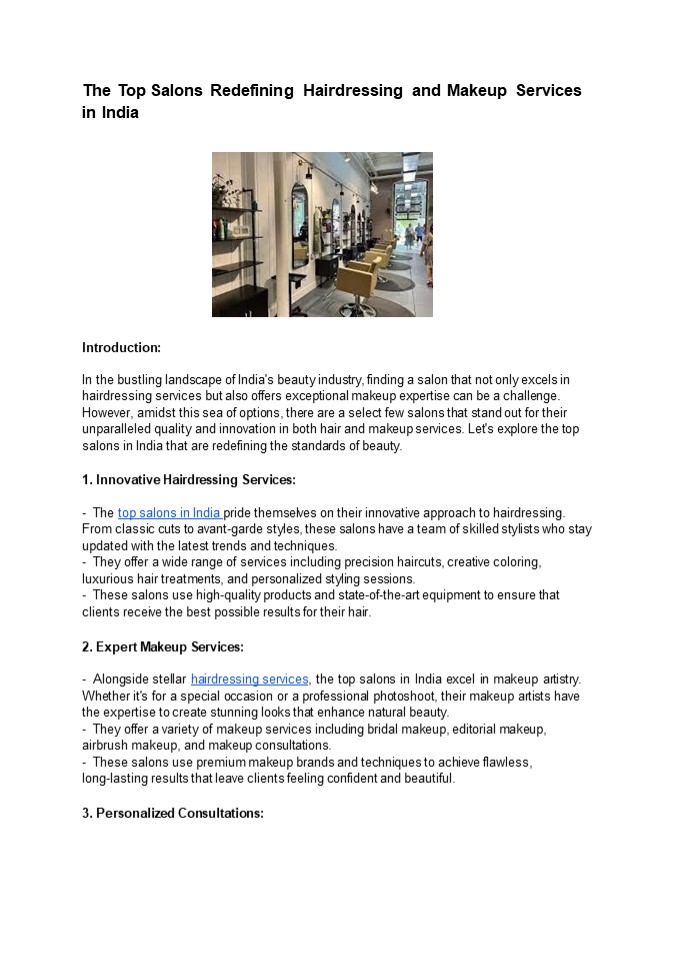 The Top Salons Redefining Hairdressing and Makeup Services in India