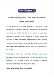 Understanding Zero Cost Term Insurance: Myth or Reality?