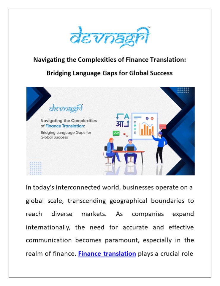 Navigating the Complexities of Finance Translation Bridging Language Gaps for Global Success
