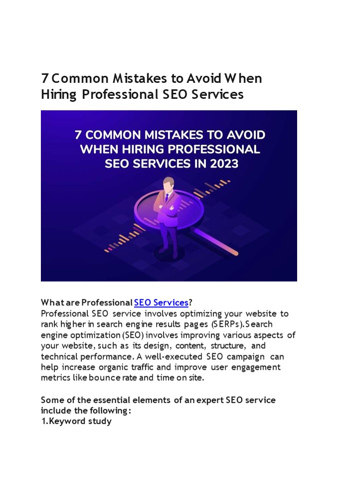 7 common mistakes to avoid when hiring professional SEO services