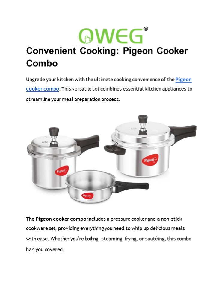 Convenient Cooking: Pigeon Cooker Combo