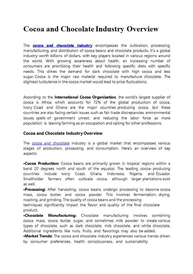 Cocoa and Chocolate Industry Overview