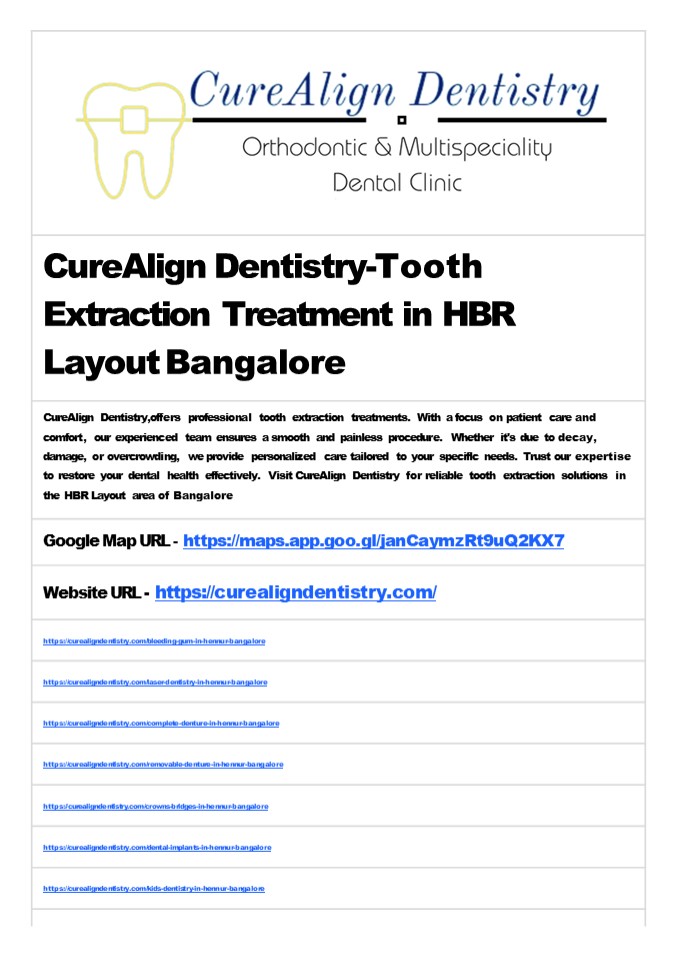 CureAlign Dentistry-Tooth Extraction Treatment  in HBR Layout Bangalore