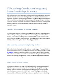 ICF Coaching Certification Programs | Indian Leadership Academy