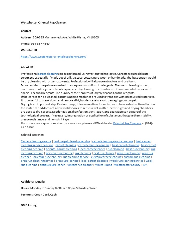 Westchester Oriental Rug Cleaners